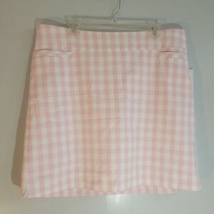 Kim Rogers Pull-On Skort Skirt Pink & White Plaid Tummy Control